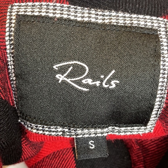 Rails Buffalo Plaid Button Down Flannel Shirt Black Red Fall Holiday Rockabilly - Picture 14 of 16